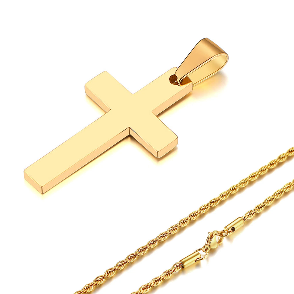 Waterproof Cross Pendant with Rope Chain