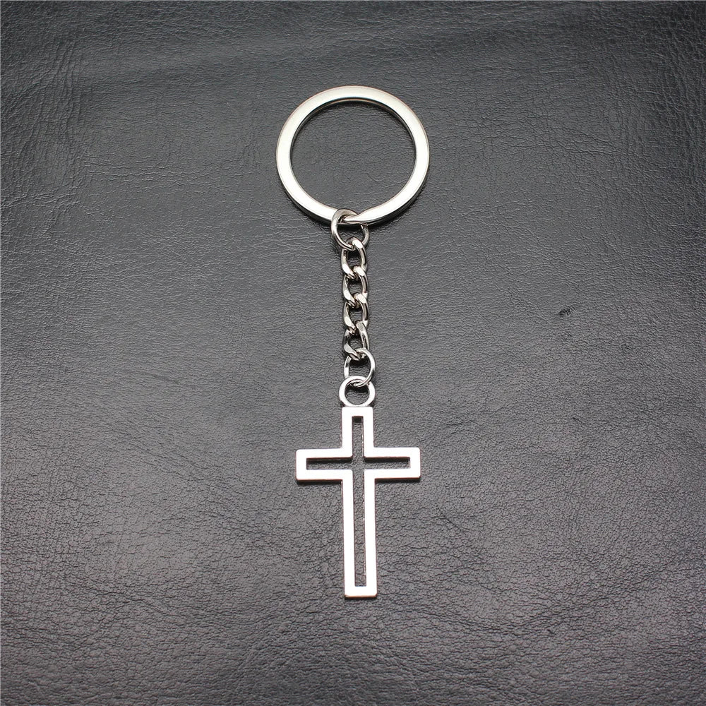 Stainless Cross Keychain