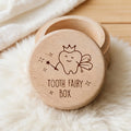 Beechwood keepsake box, Tooth Fairy design with flip-top lid