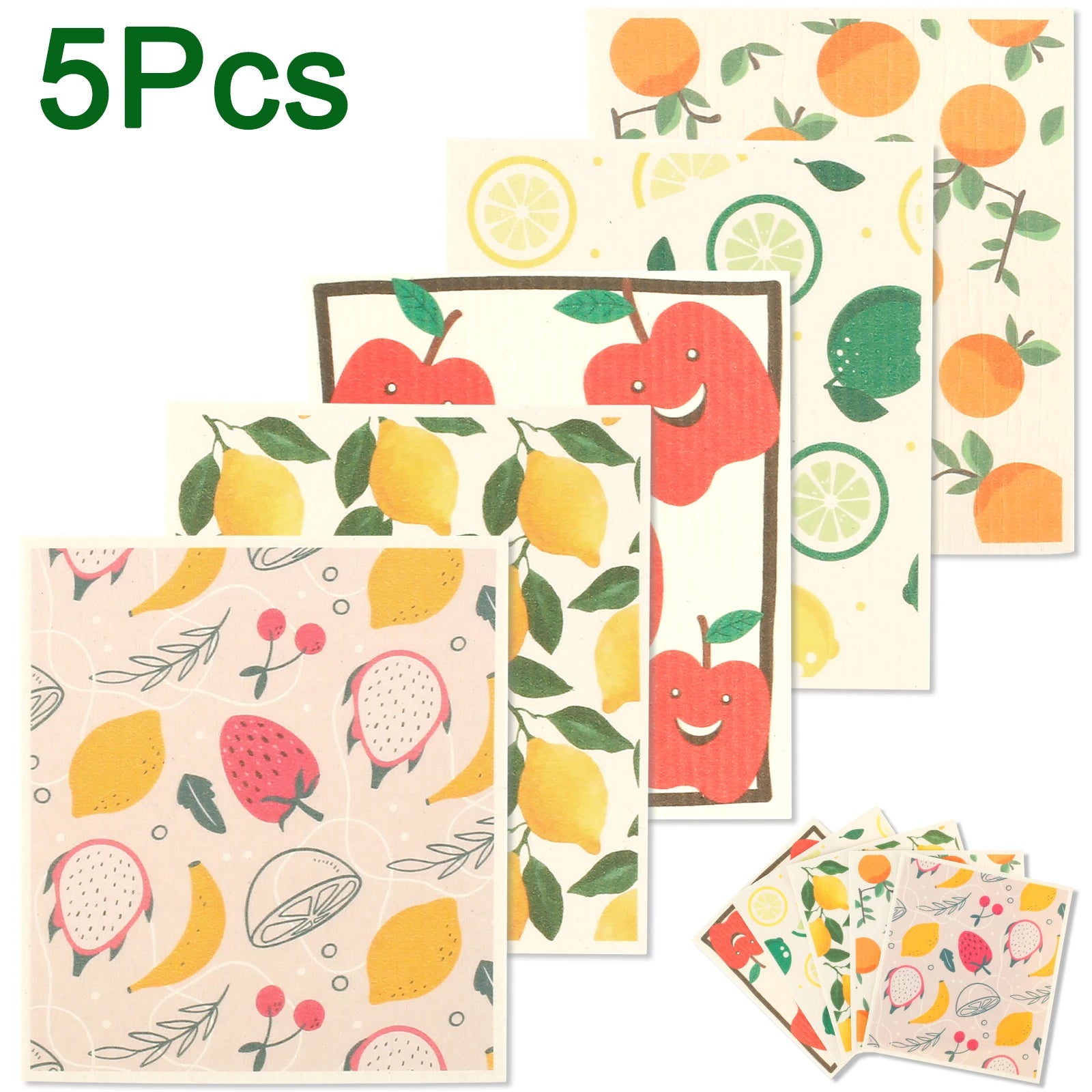 Printed Swedish Dishcloths (5-Pack, Cellulose-Cotton)