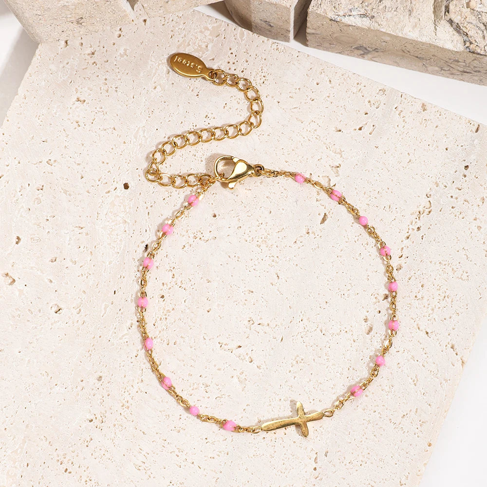 Gold Cross Charm Bracelet