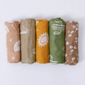 Muslin Burp Cloth Set of 5, Earthy Neutrals