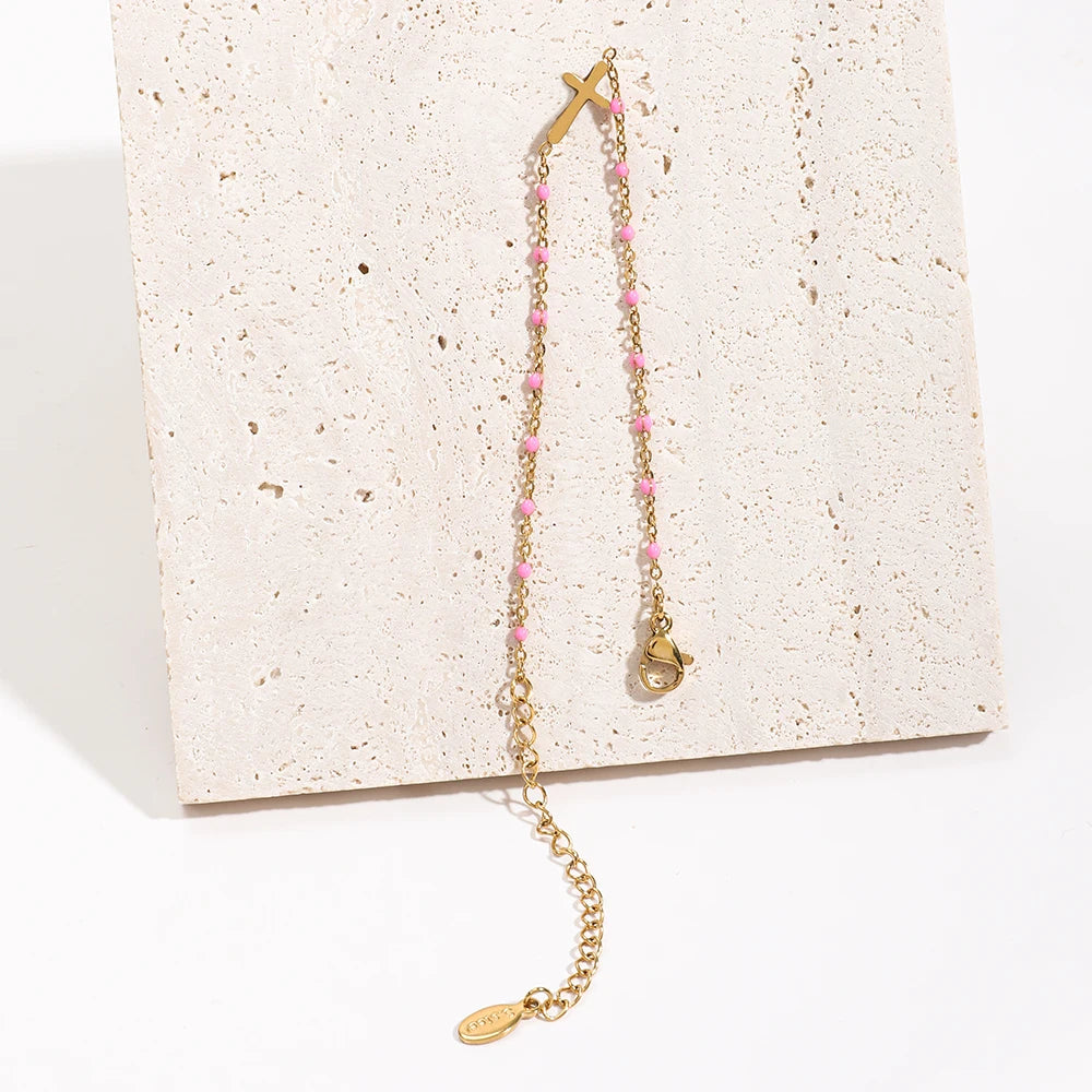 Gold Cross Charm Bracelet