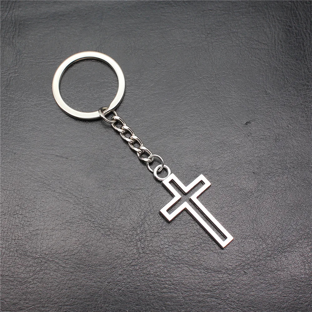 Stainless Cross Keychain