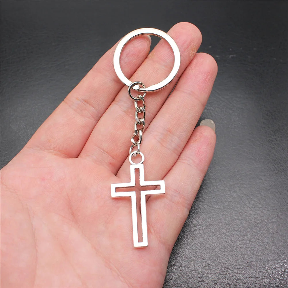 Stainless Cross Keychain