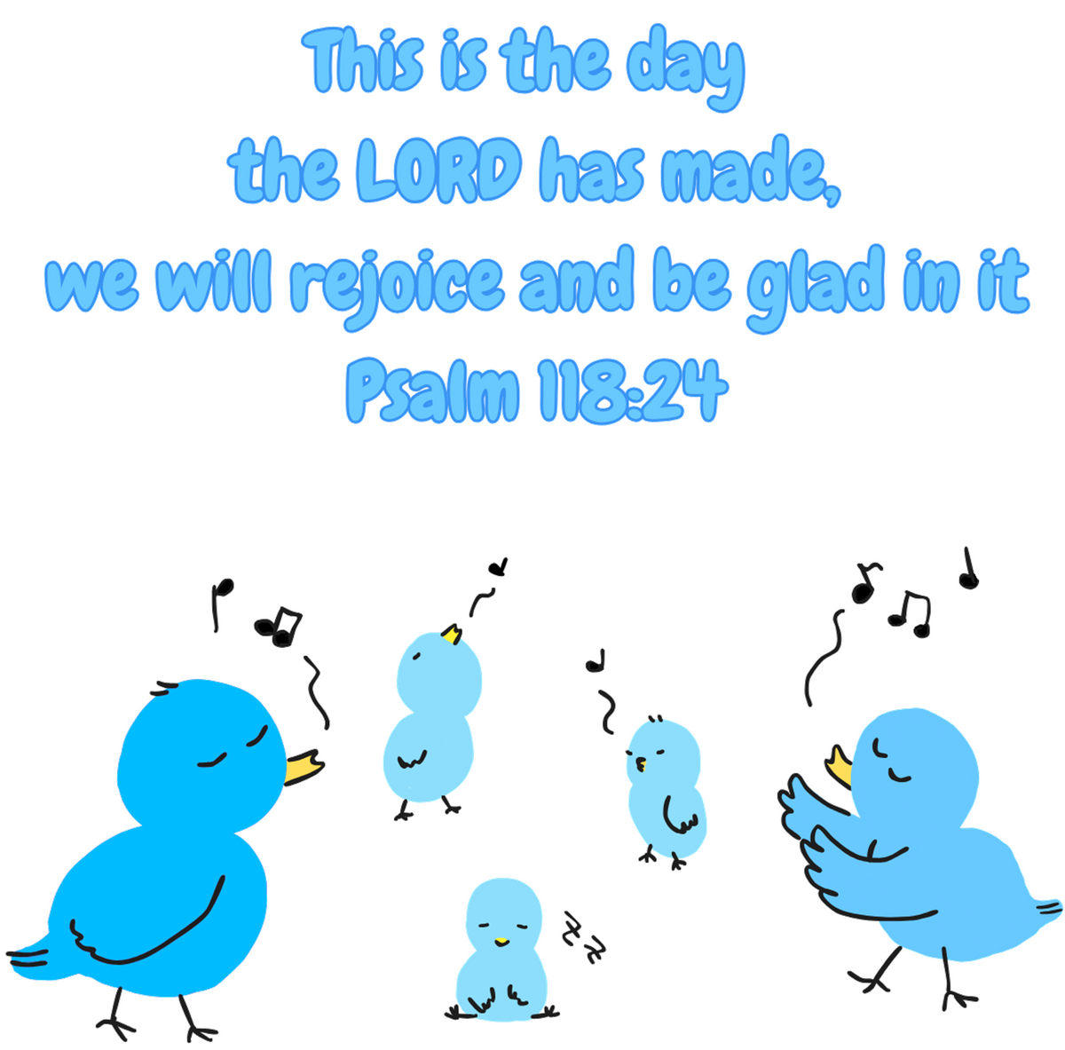 Songbirds dishcloth design with Psalm 118:24, this is the day the LORD has made