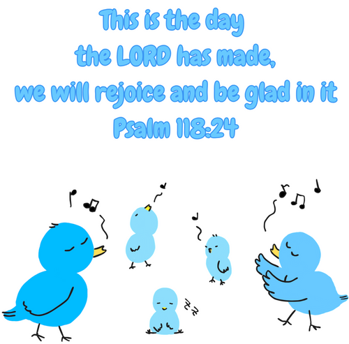 Songbirds dishcloth design with Psalm 118:24, this is the day the LORD has made